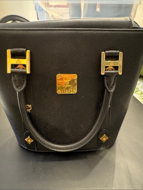 MCM Handbags - MCM Black Top-Handle Satchel with Gold Hardware